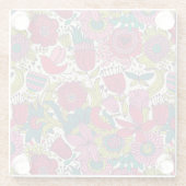 明るい花パターン ガラスコースター (裏面)