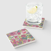 明るい花パターン ストーンコースター (横)