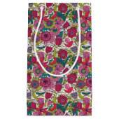 明るい花パターン スモールペーパーバッグ (正面)