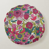 明るい花パターン ラウンドクッション (裏面)