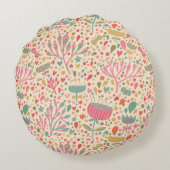 明るい花パターン ラウンドクッション (裏面)