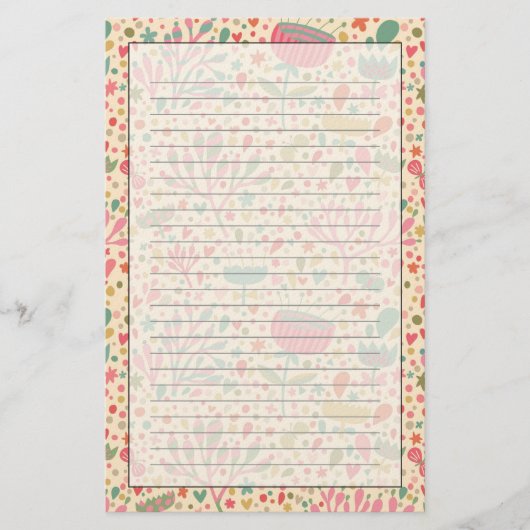 明るい花パターン 便箋 (正面)