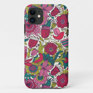明るい花パターン iPhone 11 ケース