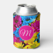 明るい花ピンクのモノグラム 缶クーラー (缶正面)