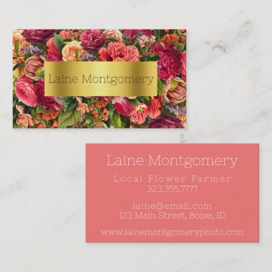 明るい花フローラ名刺 名刺 (正面/裏面)