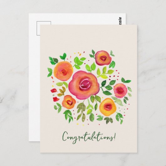明るい花フローラ花束おめでとう ポストカード (正面/裏面)