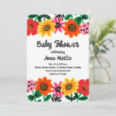 明るい花ベビーシャワー招待状 招待状 (スタンド正面)