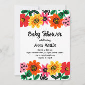 明るい花ベビーシャワー招待状 招待状 (正面)