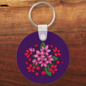 明るい花柄が可愛い キーホルダー (正面)