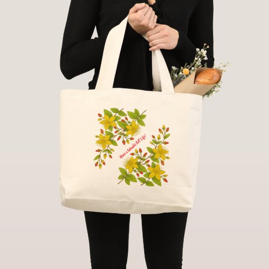 明るい花柄が可愛い ラージトートバッグ (正面(商品))