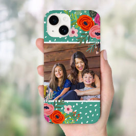 明るい花柄とドット柄のカスタムフォト Case-Mate iPhone 14ケース
