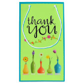 明るい花柄はギフトバッグ感謝していしています スモールペーパーバッグ (裏面)