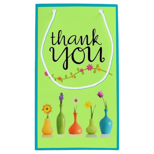 明るい花柄はギフトバッグ感謝していしています スモールペーパーバッグ (裏面)