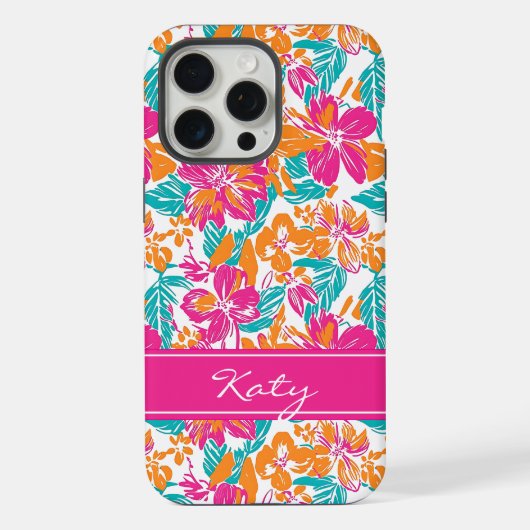 明るい花柄フォンケース（名前） iPhoneケース (裏面)
