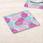 明るい花柄2 スクエアペーパーコースター (アングル)