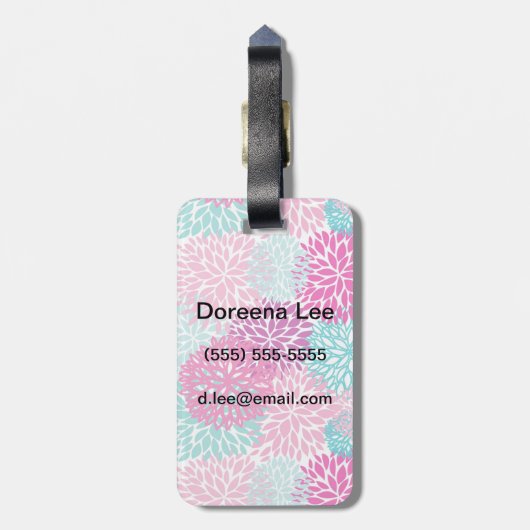 明るい花柄2 ラゲッジタグ (裏面縦)