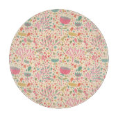 明るい花柄 カッティングボード (正面)