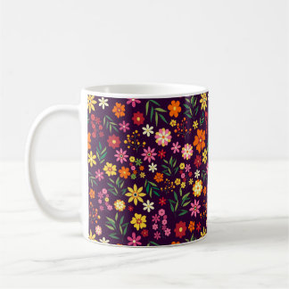 明るい花柄 コーヒーマグカップ