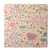 明るい花柄 タイル (正面)