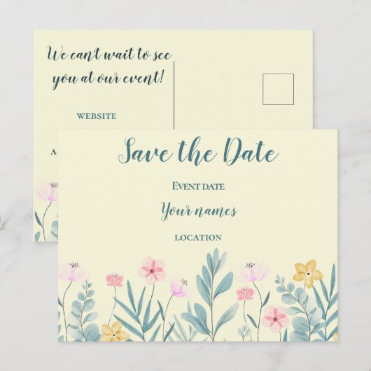 明るい花柄 ポストカード (正面/裏面)