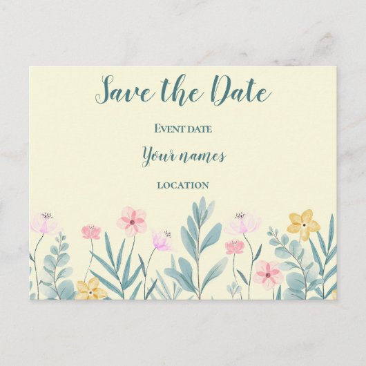 明るい花柄 ポストカード (正面)