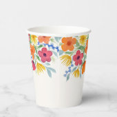 明るい花模様の水彩 紙コップ (右)