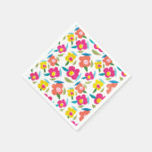 明るい花模様オンホワイト スタンダードカクテルナプキン (角)