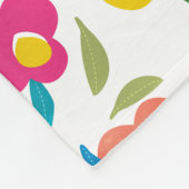 明るい花模様オンホワイト フリースブランケット (角)