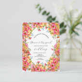 明るい花模様カラフルピンクウォーター結婚カラー ポストカード (スタンド正面)