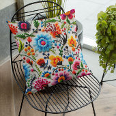 明るい花模様 クッション