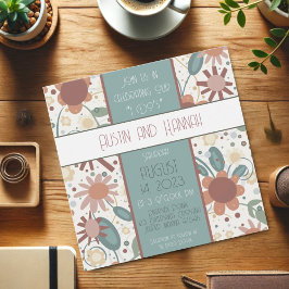 明るい花結婚のモダンおもしろい 招待状