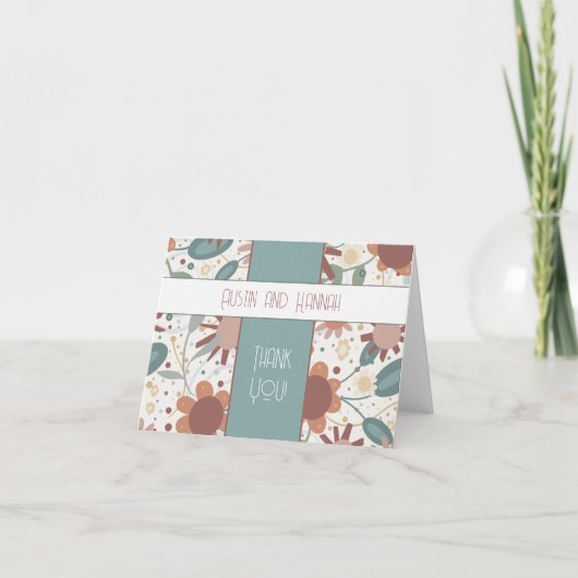 明るい花結婚の感激エレガント サンキューカード (正面)