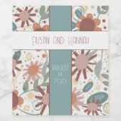 明るい花結婚の感激モダン ワインラベル (シングルラベル)