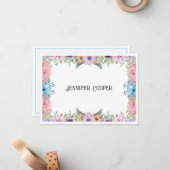 明るい花縁ど名前をカスタムするノートカード ノートカード (正面/裏面インサイチュ)