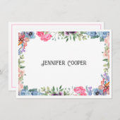 明るい花縁ど名前をカスタムする ノートカード (正面/裏面)