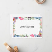 明るい花縁ど名前をカスタムする ノートカード (正面/裏面インサイチュ)
