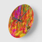 明るい花色のフラワーファル ラウンド壁時計 (傾斜)