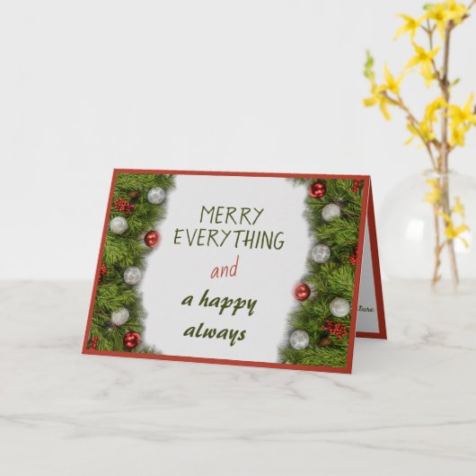 明るい花輪のクリスマスと新年の挨 カード (黄色い花)