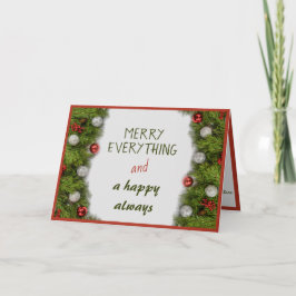 明るい花輪のクリスマスと新年の挨 カード