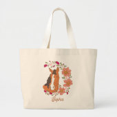 明るい花輪の馬の肖像画 ラージトートバッグ (正面)