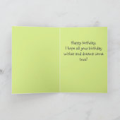 明るい花&可愛い猫を着た帽子&ハート誕生日 カード (内部)