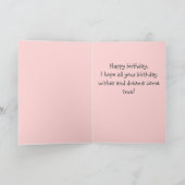 明るい花&可愛い猫を着た帽子&ハート誕生日 カード (内部)