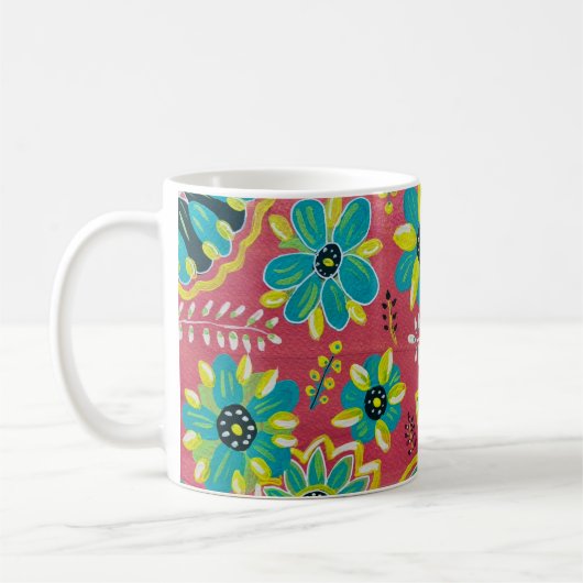 明るい花 夏のマグカップ コーヒーマグカップ (左)