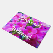 明るい花 Bienvenue Welcome フランス語 英語 ドアマット (アングル)