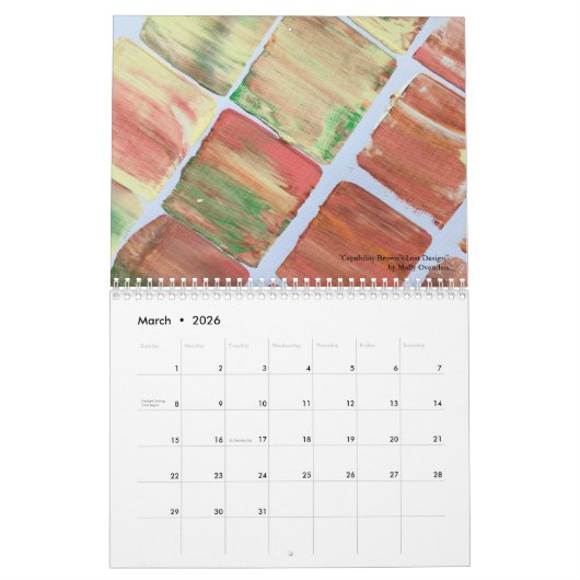 明るい芸術と創造性のためのヒントを持つカレンダー カレンダー (3月 2026)