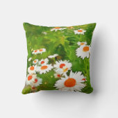 明るい芸術的と白カラフルいガーデンデイジー クッション (裏面)