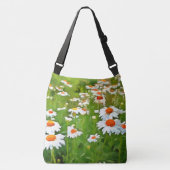 明るい芸術的と白カラフルいガーデンデイジー クロスボディバッグ (正面)