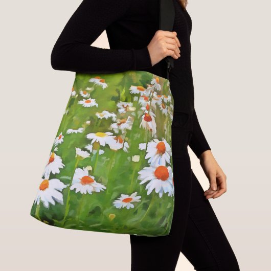 明るい芸術的と白カラフルいガーデンデイジー クロスボディバッグ (クローズアップ)