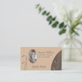 明るい茶色と濃い華美茶色(ポートレート写真) 名刺 (スタンド正面)