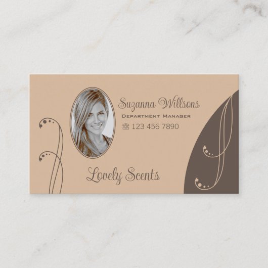 明るい茶色と濃い華美茶色(ポートレート写真) 名刺 (正面)